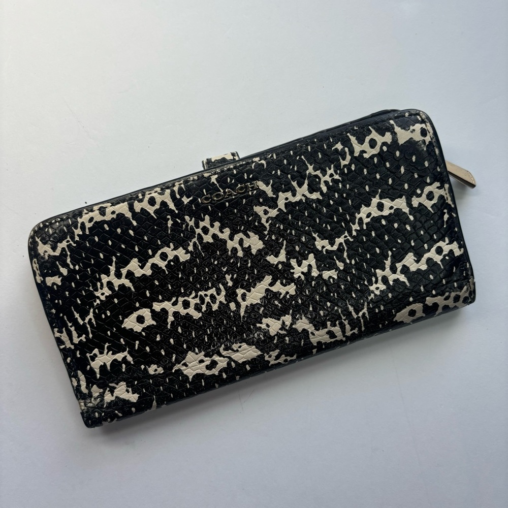 Coach Black and White Snake Print Wallet (note flaws)